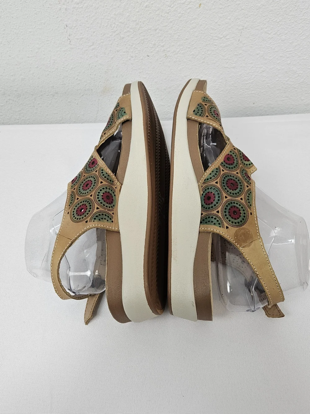 L'Artiste Spring Step ERICE Circles Leather Taupe Multi Sandal EU 41 US 9.5-10
